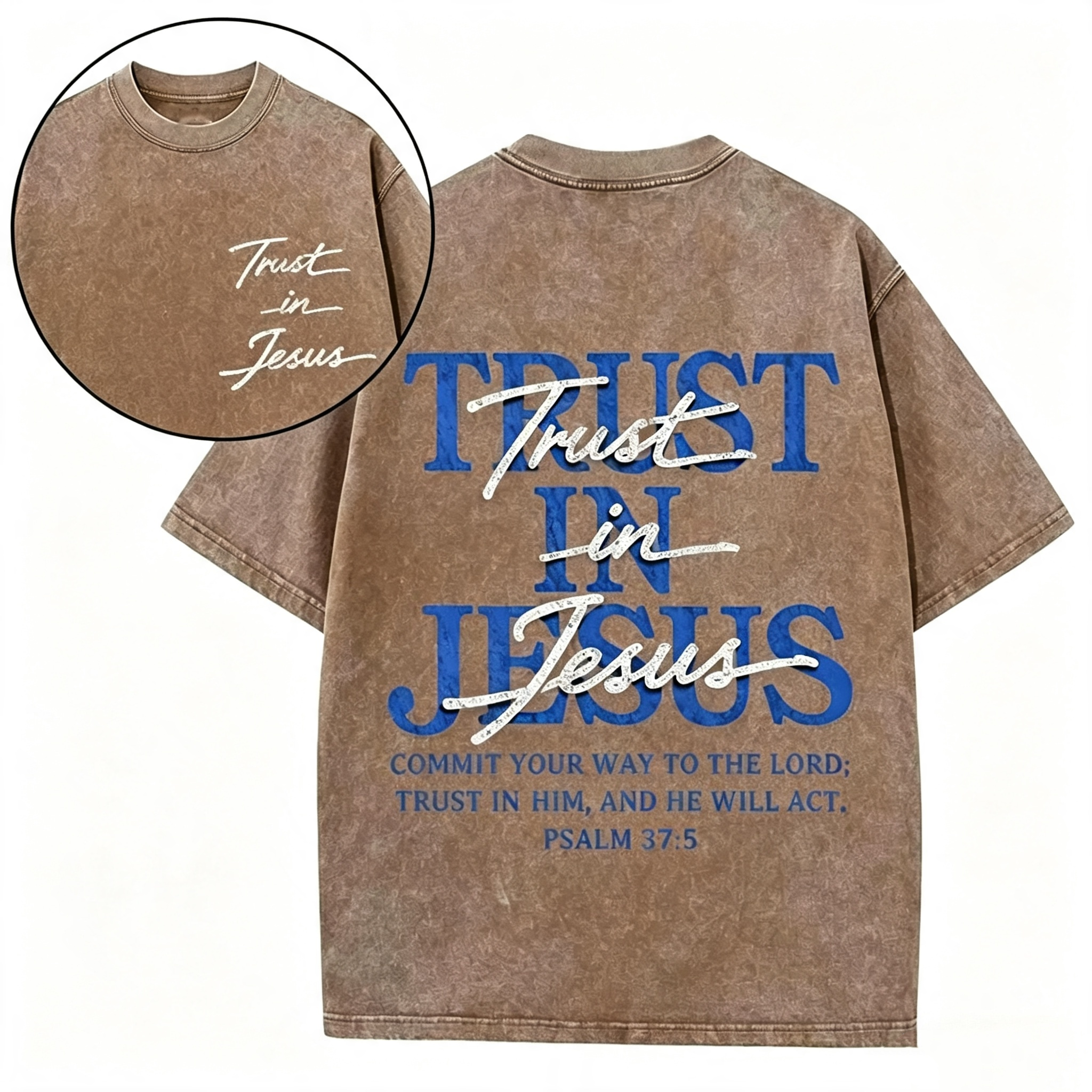 "Trust in Jesus" Psalm 37:5 Bible Verse Design T-Shirt