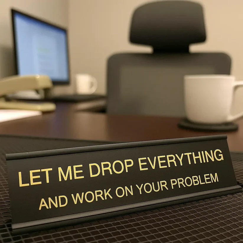 Let Me Drop Everything and Work On Your Problem -funny office decor sign