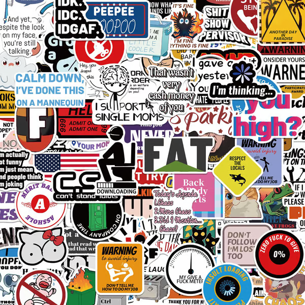 🔥😻Funny Prank Meme Graffiti Stickers for DIY notebooks, Luggage, and Water Bottles🎁 Waterproof & No Residue😻