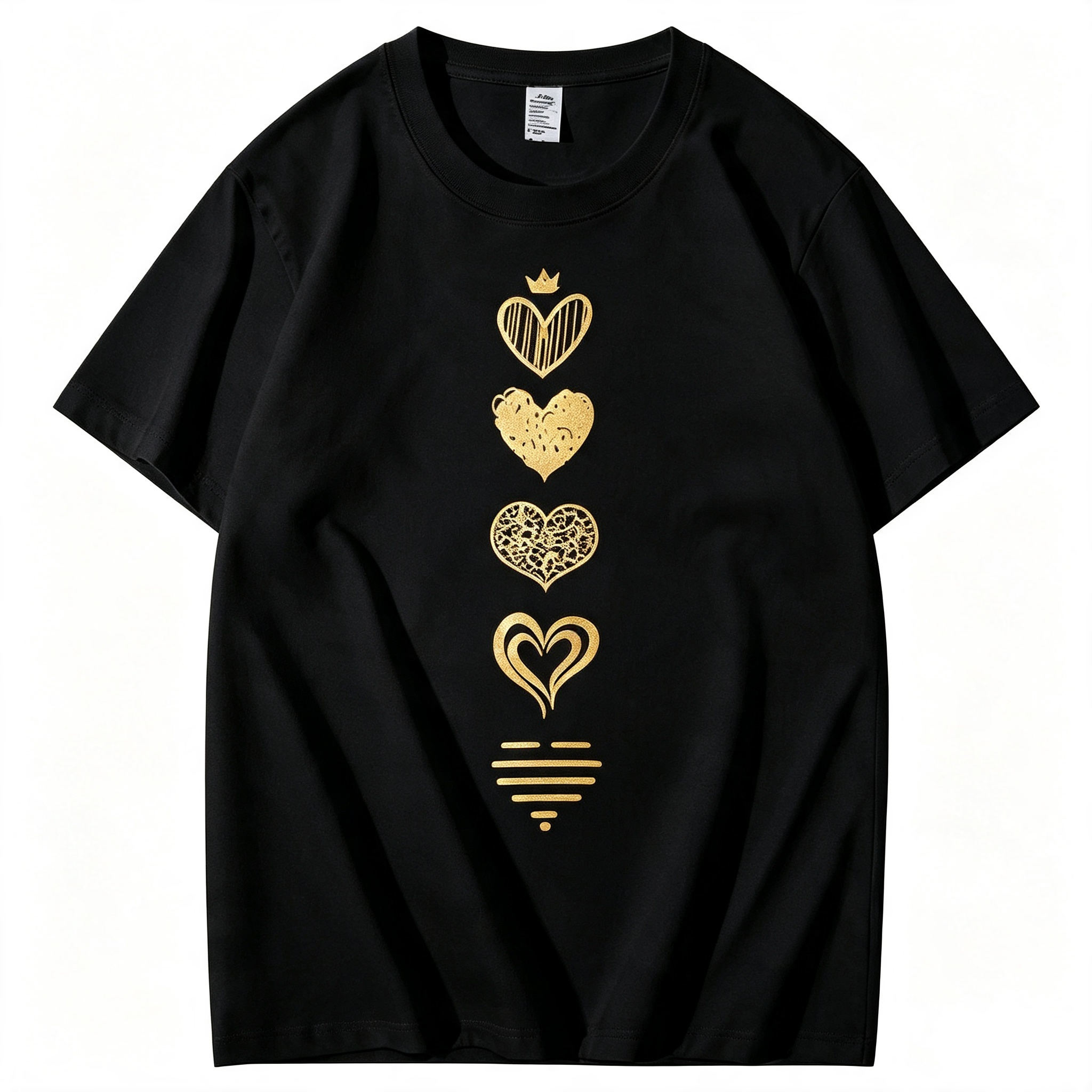 Heart Print Casual Short-Sleeve Crew Neck T-Shirt