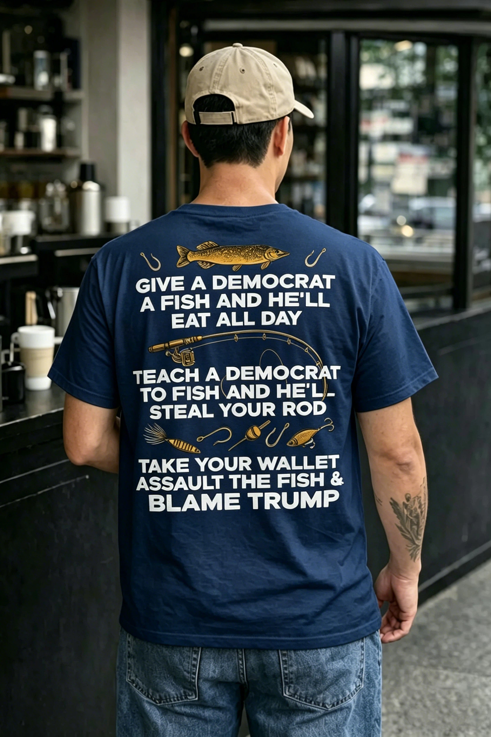 Give A Democrat A Fish And He'll Eat All Day Funny Political T-Shirt