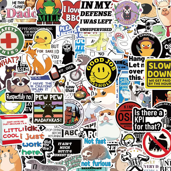 🔥😻Funny Prank Meme Graffiti Stickers for DIY notebooks, Luggage, and Water Bottles🎁 Waterproof & No Residue😻
