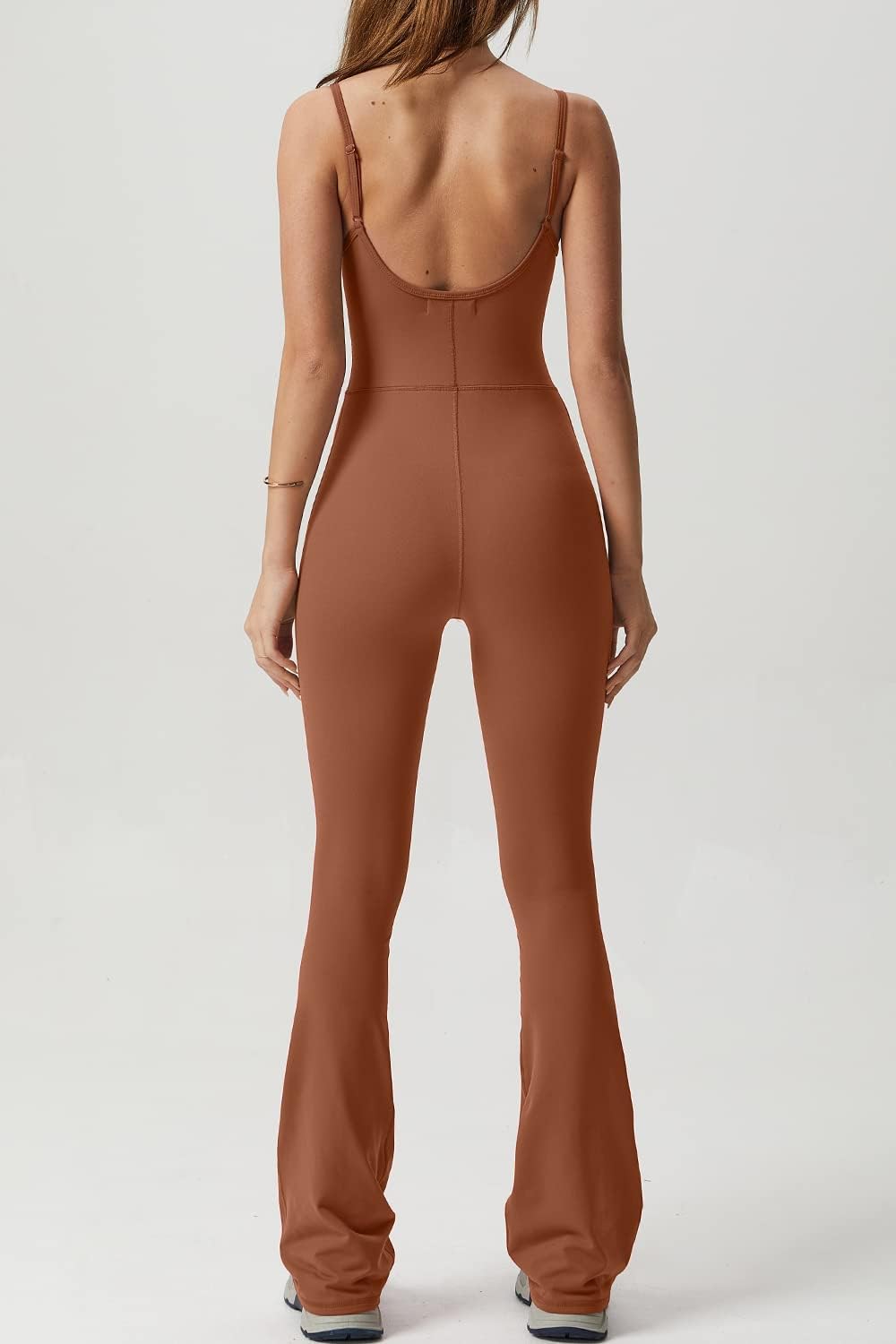 Vibecurve® Flare Jumpsuits for Women Spaghetti Straps Scoop Neck Bodycon Full Length Casual Unitard Playsuit