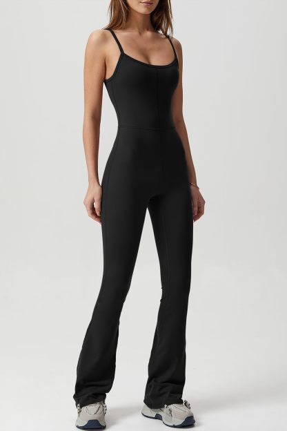 Vibecurve® Flare Jumpsuits for Women Spaghetti Straps Scoop Neck Bodycon Full Length Casual Unitard Playsuit
