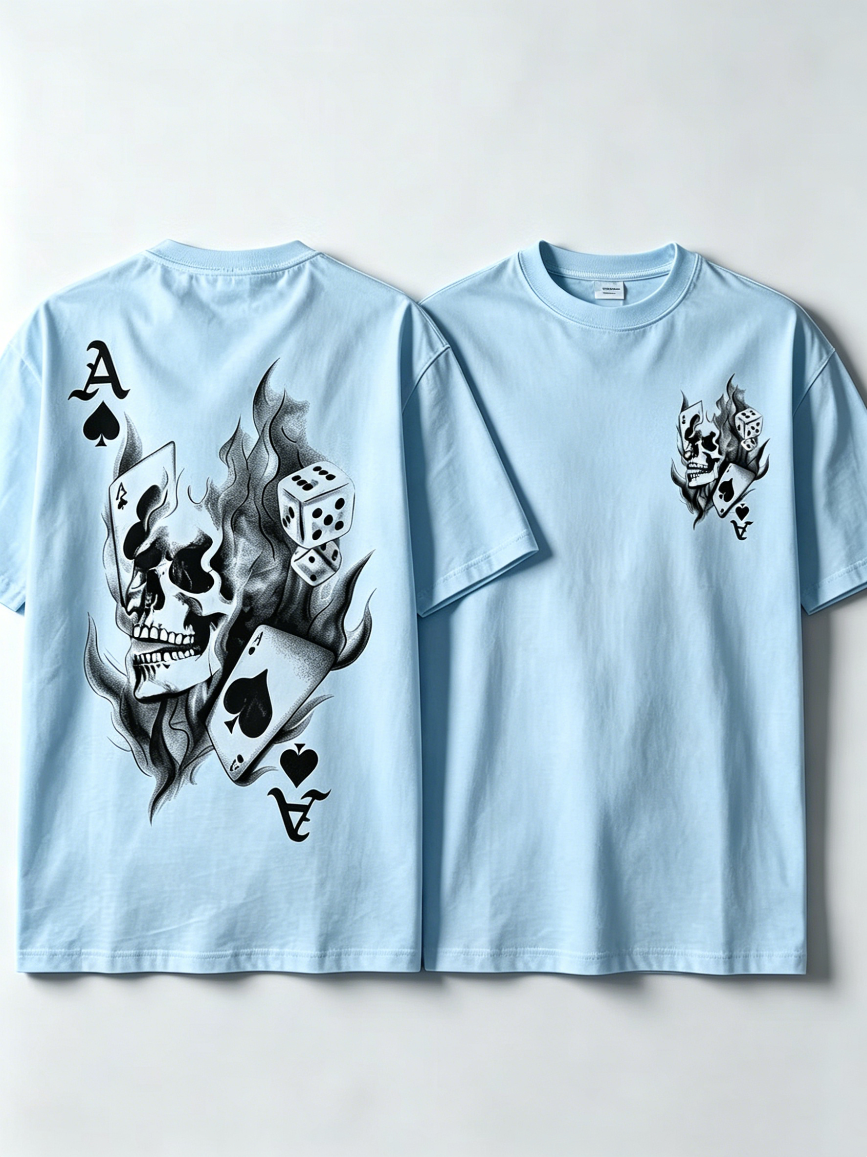 Skull Playing Card Graphic Print T-Shirt