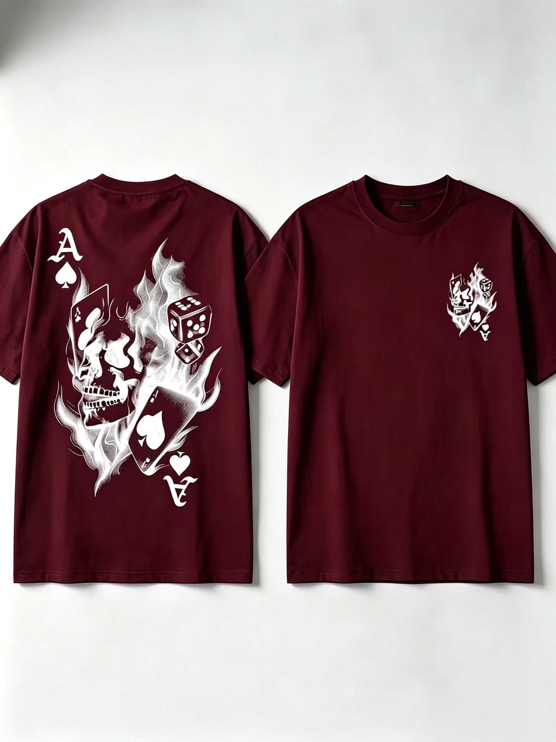 Skull Playing Card Graphic Print T-Shirt