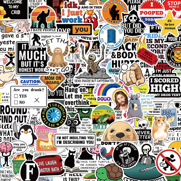 🔥😻Funny Prank Meme Graffiti Stickers for DIY notebooks, Luggage, and Water Bottles🎁 Waterproof & No Residue😻