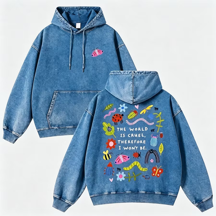 The World Is Cruel Slogan Hoodie