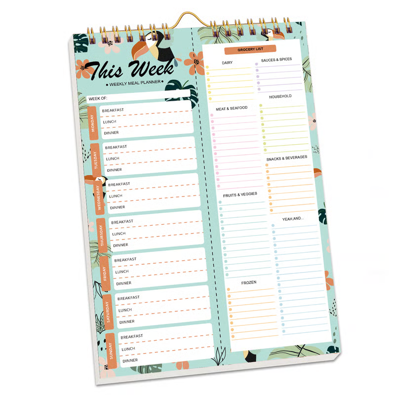 Handmade Bound Weekly Detachable Diet Plan Sheet
