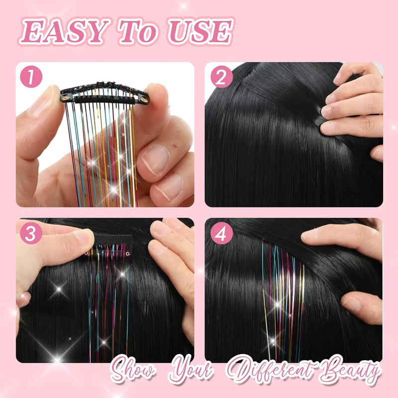 🏆Flash 49%⚡ 50K+ SOLD! Almost Gone -✨Clip-in Tinsel Hair Extensions（A set of 12 pieces）