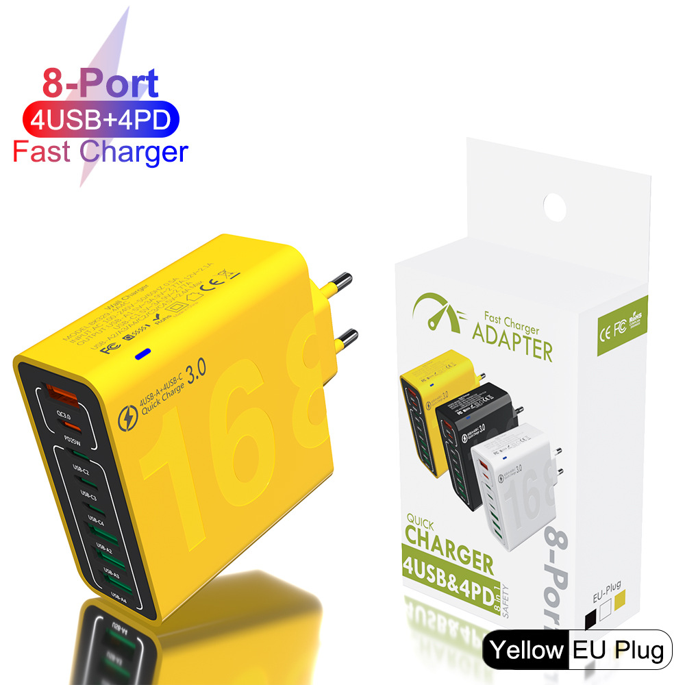 8-Port Smart USB-C & USB-A Fast Charging Hub for Phones & Tablets