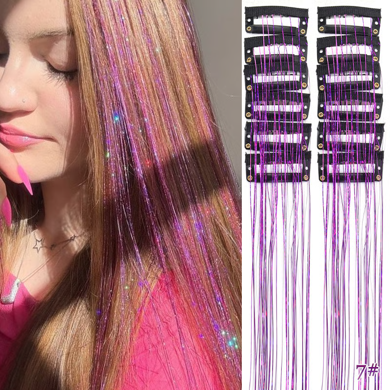 🏆Flash 49%⚡ 50K+ SOLD! Almost Gone -✨Clip-in Tinsel Hair Extensions（A set of 12 pieces）