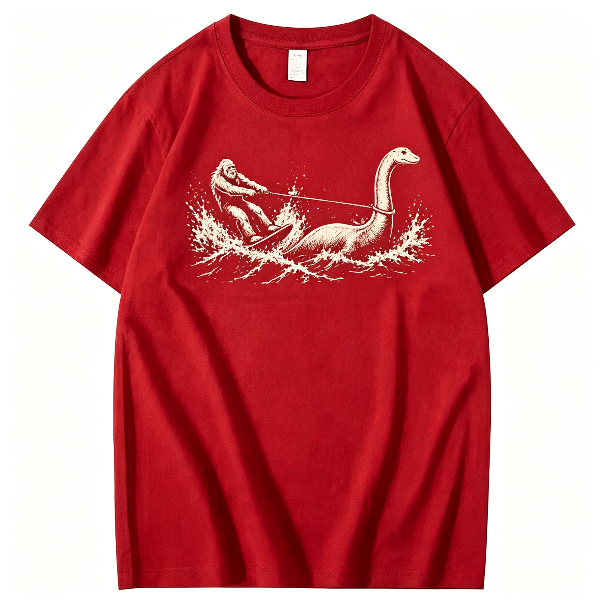 Funny Bigfoot Loch Ness Monster 100% Cotton T-Shirt