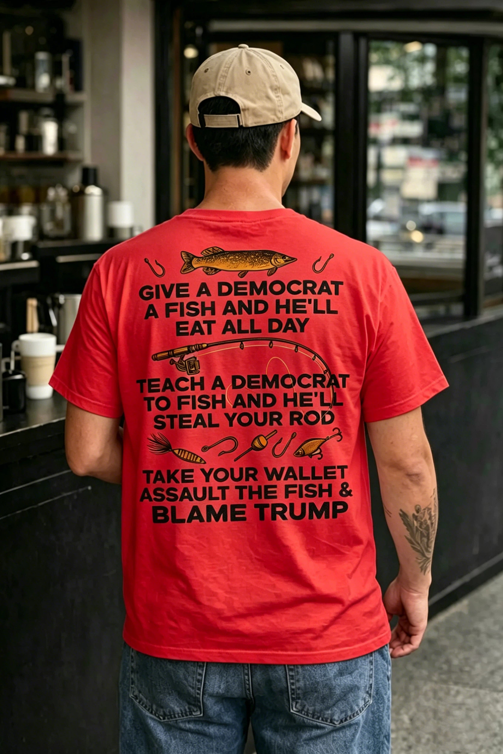 Give A Democrat A Fish And He'll Eat All Day Funny Political T-Shirt