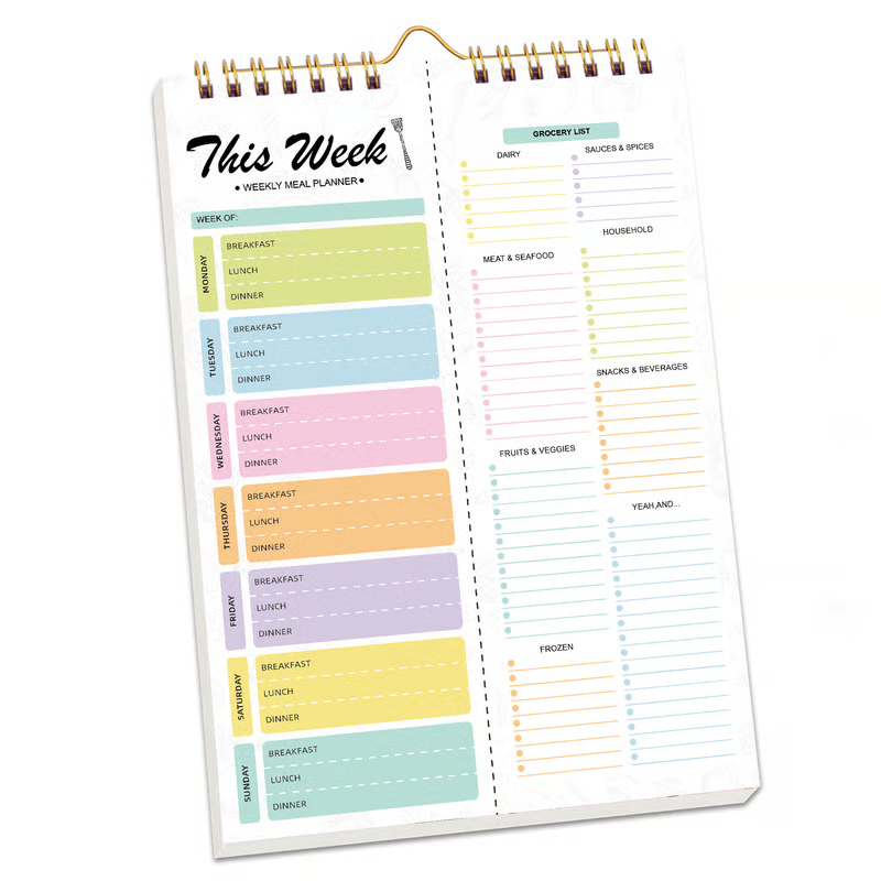Handmade Bound Weekly Detachable Diet Plan Sheet