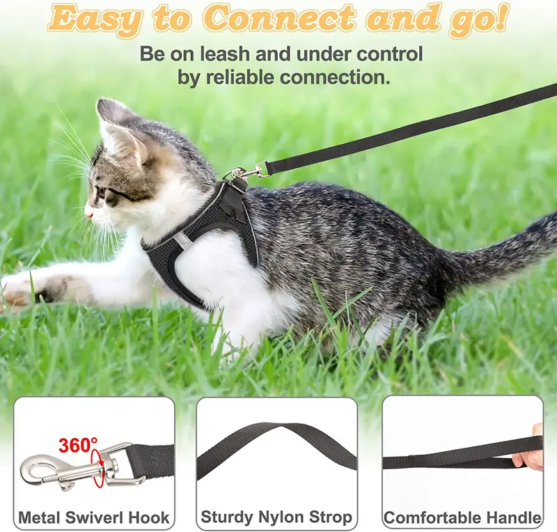 🔥Hot Sale 49% off🌟 Adjustable Escape Proof Cat Harness & Leash
