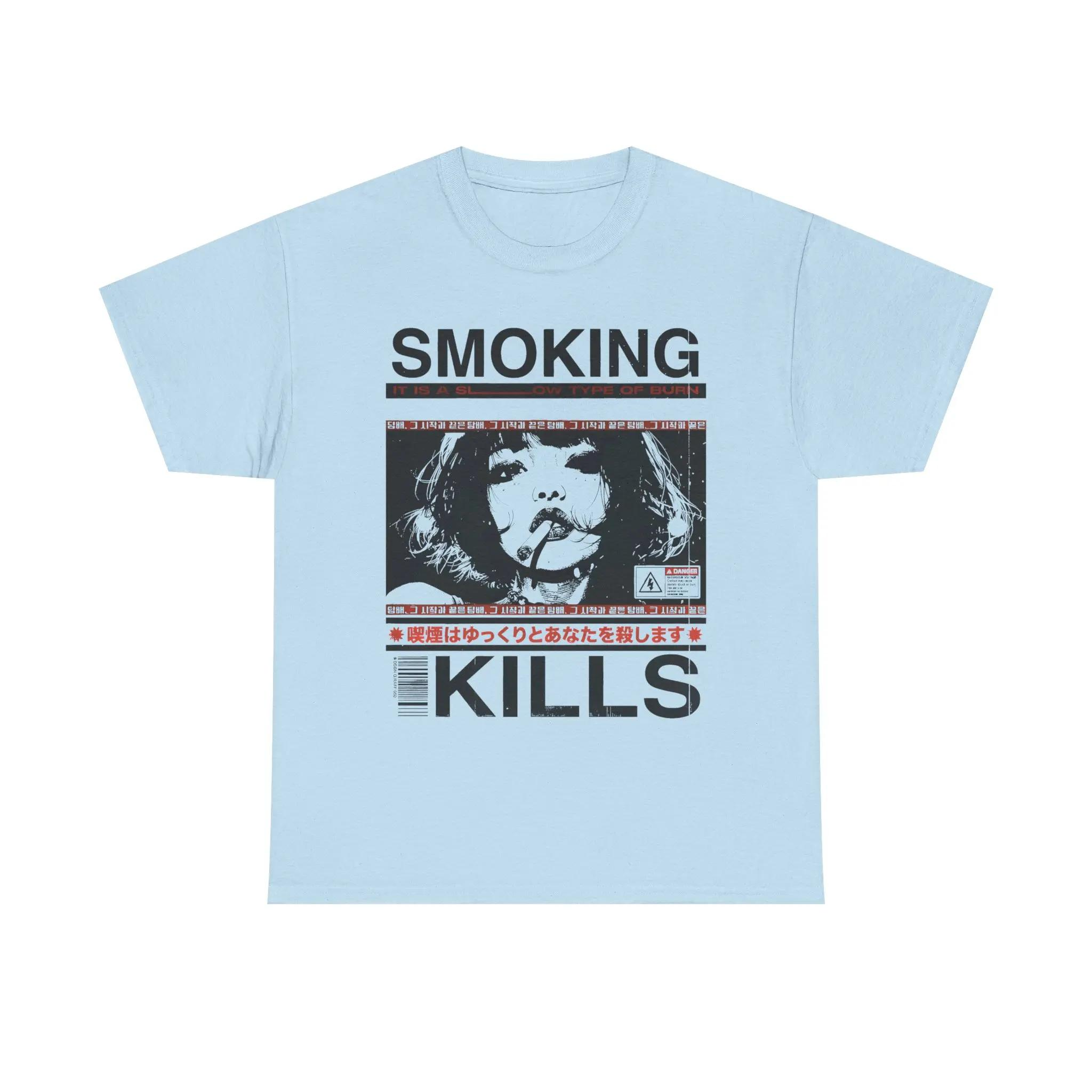 Smoking Kills Retro Manga Style Graphic T-Shirt