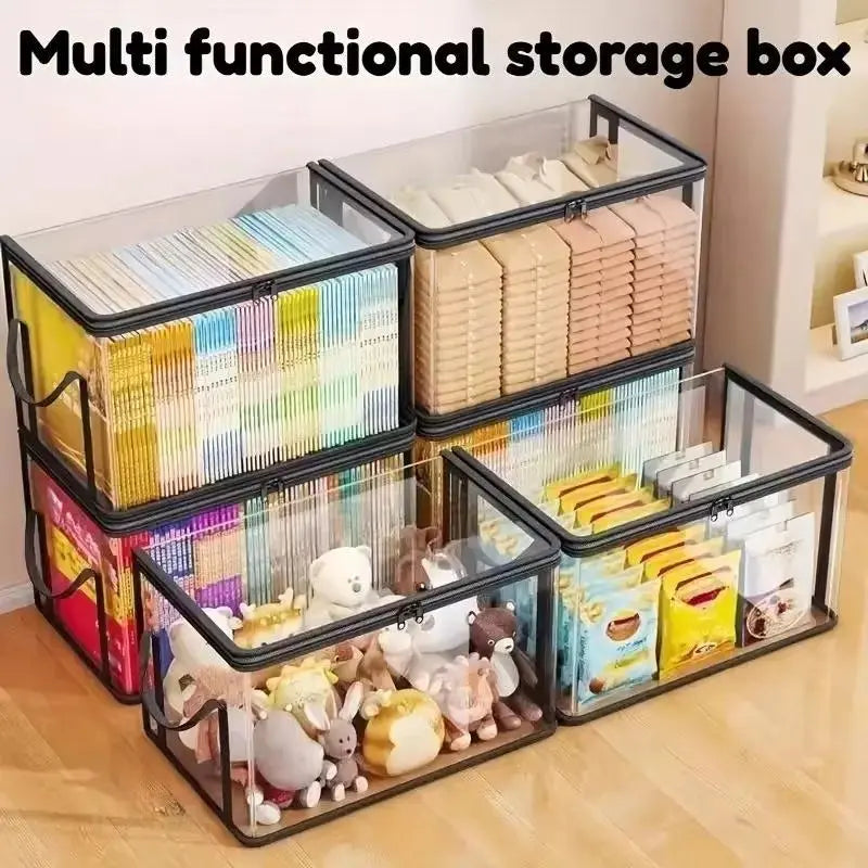 Heavy-Duty Clear Plastic Storage Box: Large Capacity Organizer with Hinged Lid