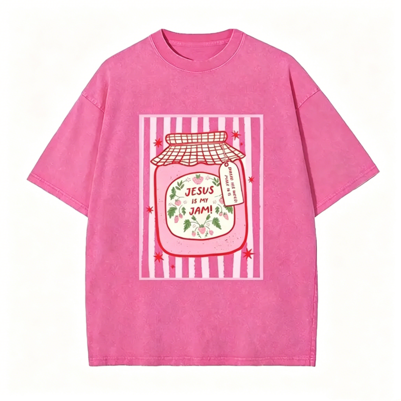 Jesus Is My Jam Strawberry Jam Jar Graphic T-Shirt