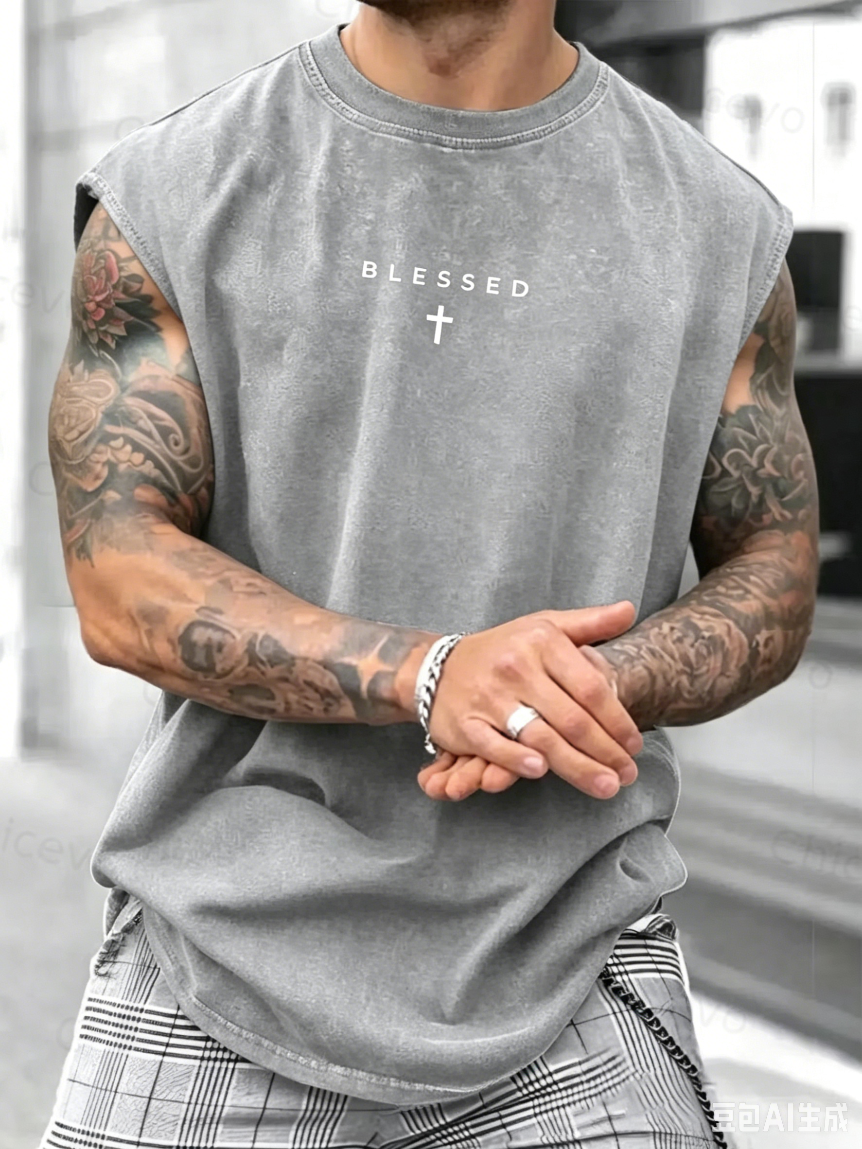 Men's Loose-Fit Sleeveless Short Graphic T-Shirt