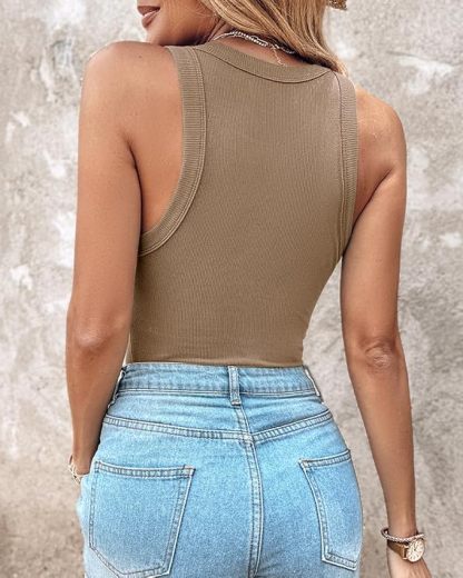 Ribbed Built-In Bra Tank