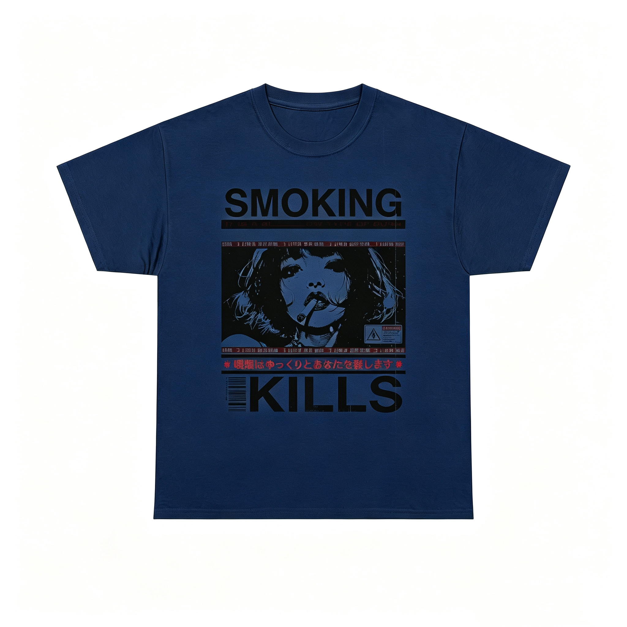 Smoking Kills Retro Manga Style Graphic T-Shirt