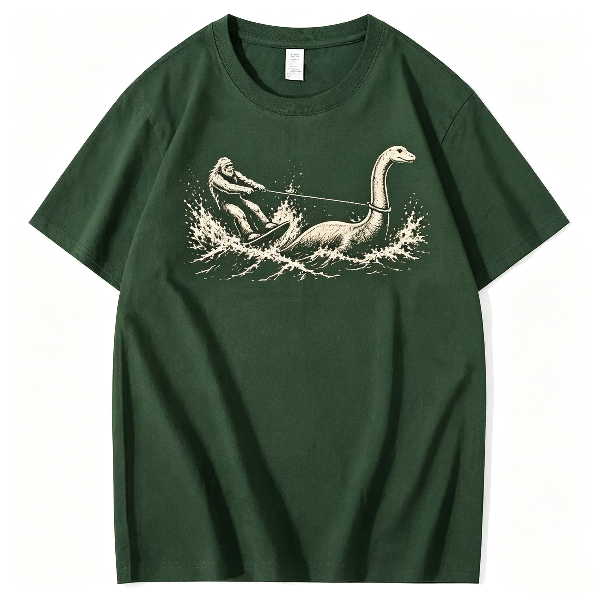 Funny Bigfoot Loch Ness Monster 100% Cotton T-Shirt