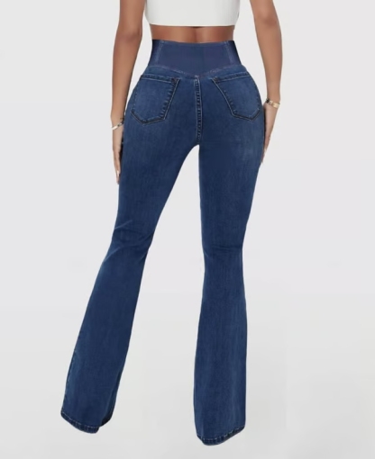 SALE 49% OFF🔥High Waisted Crossover Pocket Stretchy Knit Casual Flare Jeans