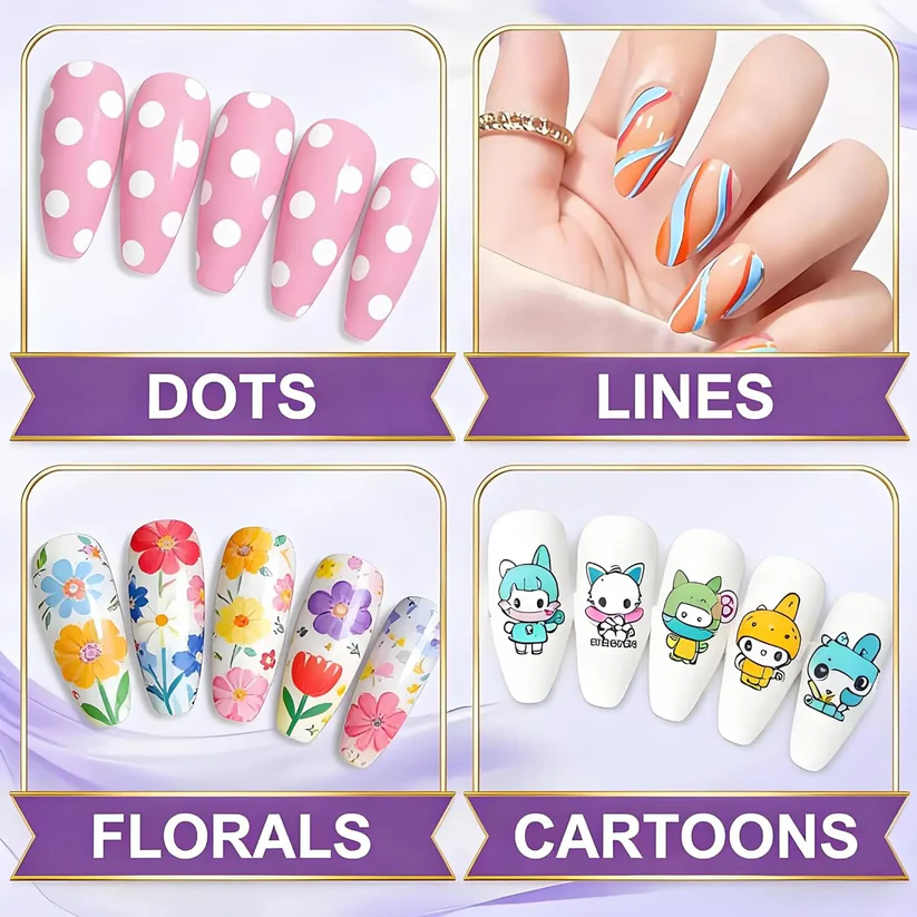 12-Color Ultra-Fine Nail Art Pen Set (0.5mm) - Waterproof & Quick Dry