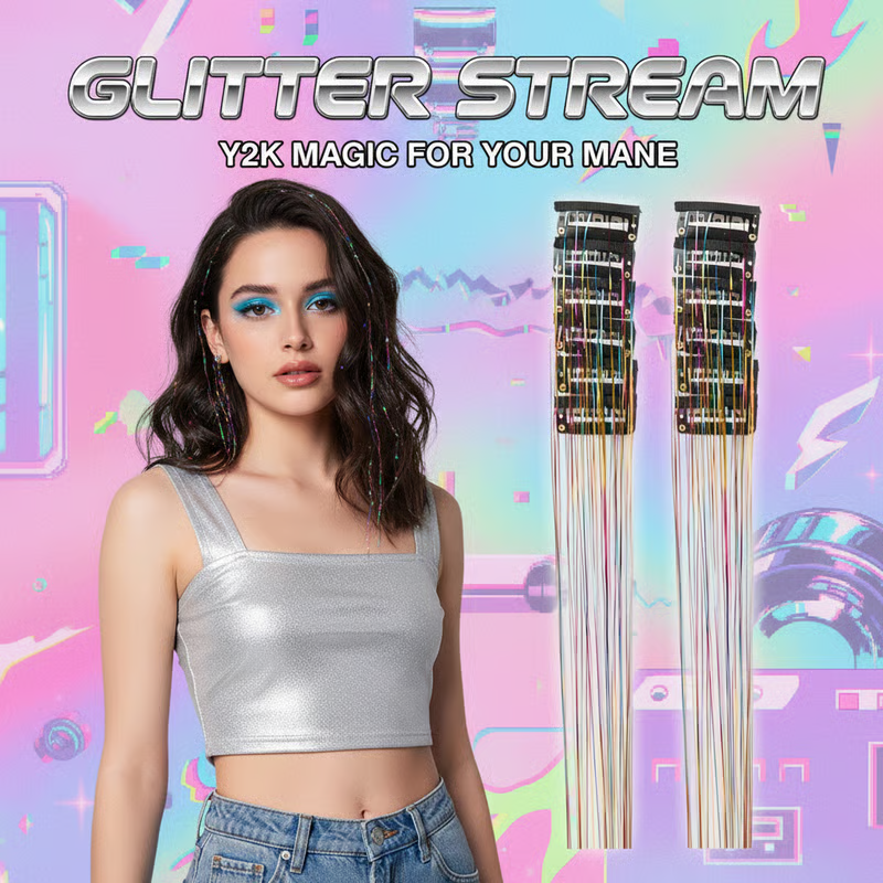 🏆Flash 49%⚡ 50K+ SOLD! Almost Gone -✨Clip-in Tinsel Hair Extensions（A set of 12 pieces）