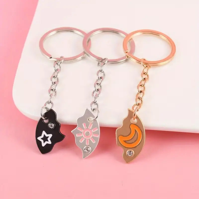 Sun Moon Star Magnetic 3-Piece Matching Keychain Set