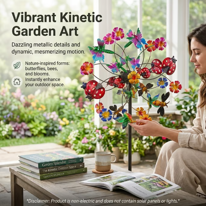 ☀️🌀Outdoors Wind Spinners with Decorative Flowers🌸(Includes bracket)