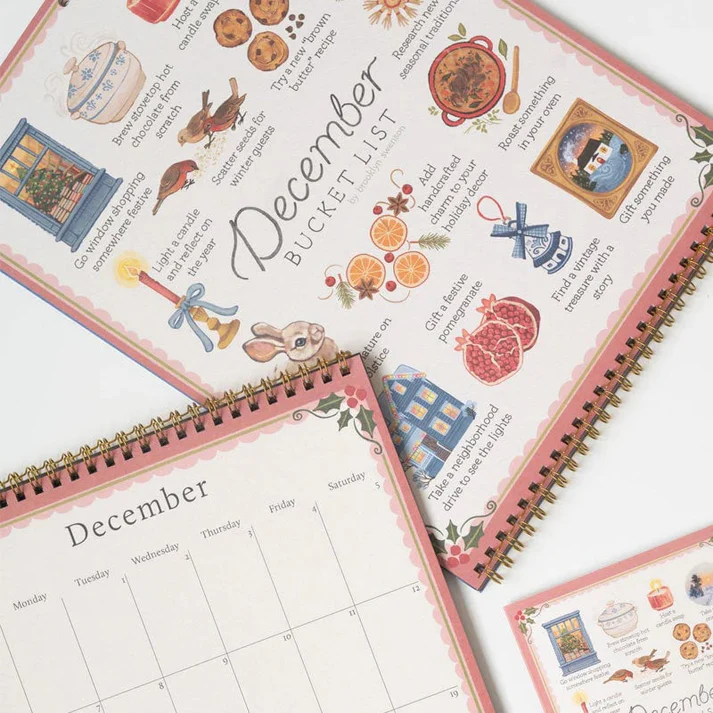 2026 Bucket List Calendar Spiral Bound Art Planner Notebook