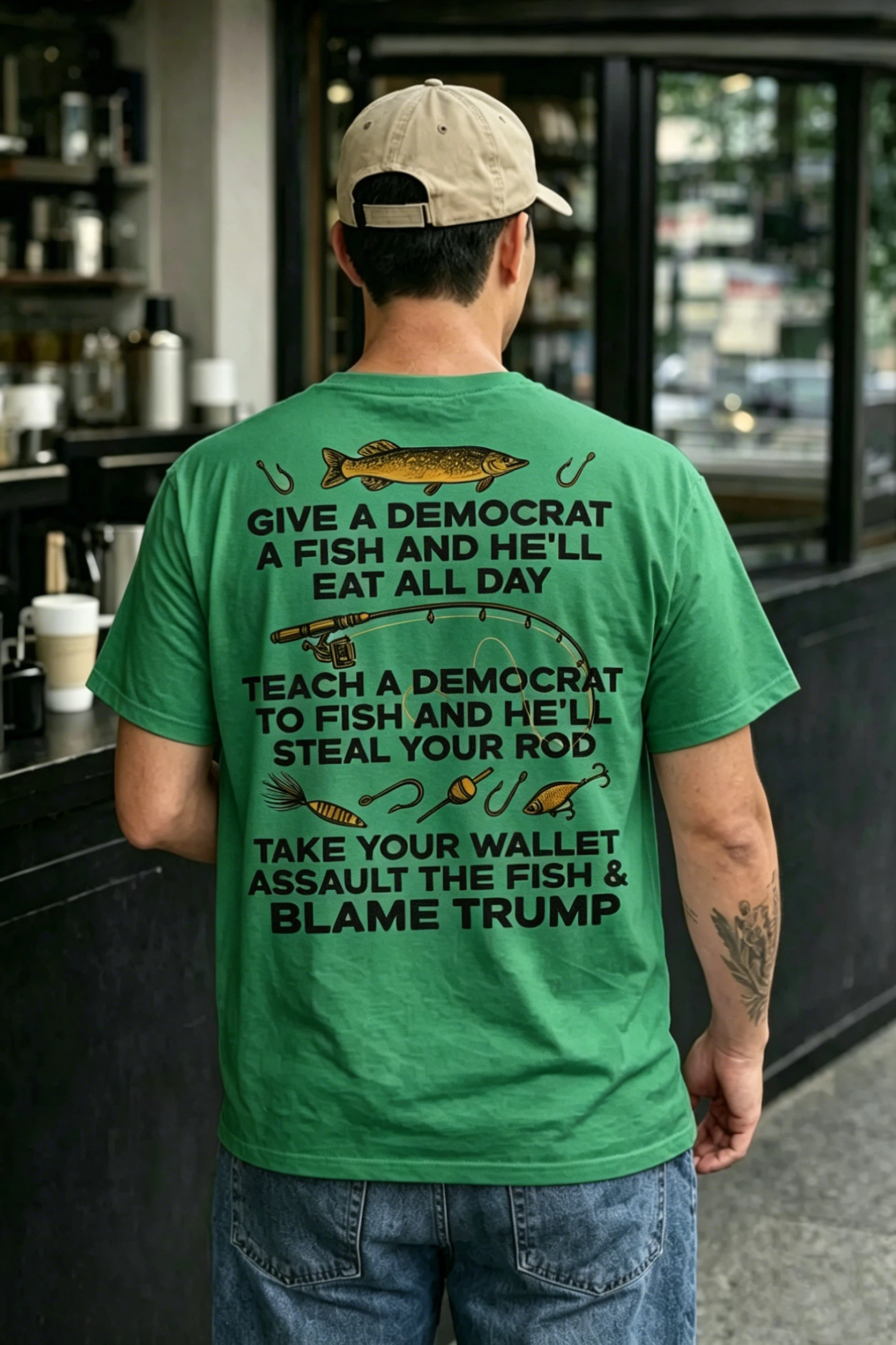 Give A Democrat A Fish And He'll Eat All Day Funny Political T-Shirt