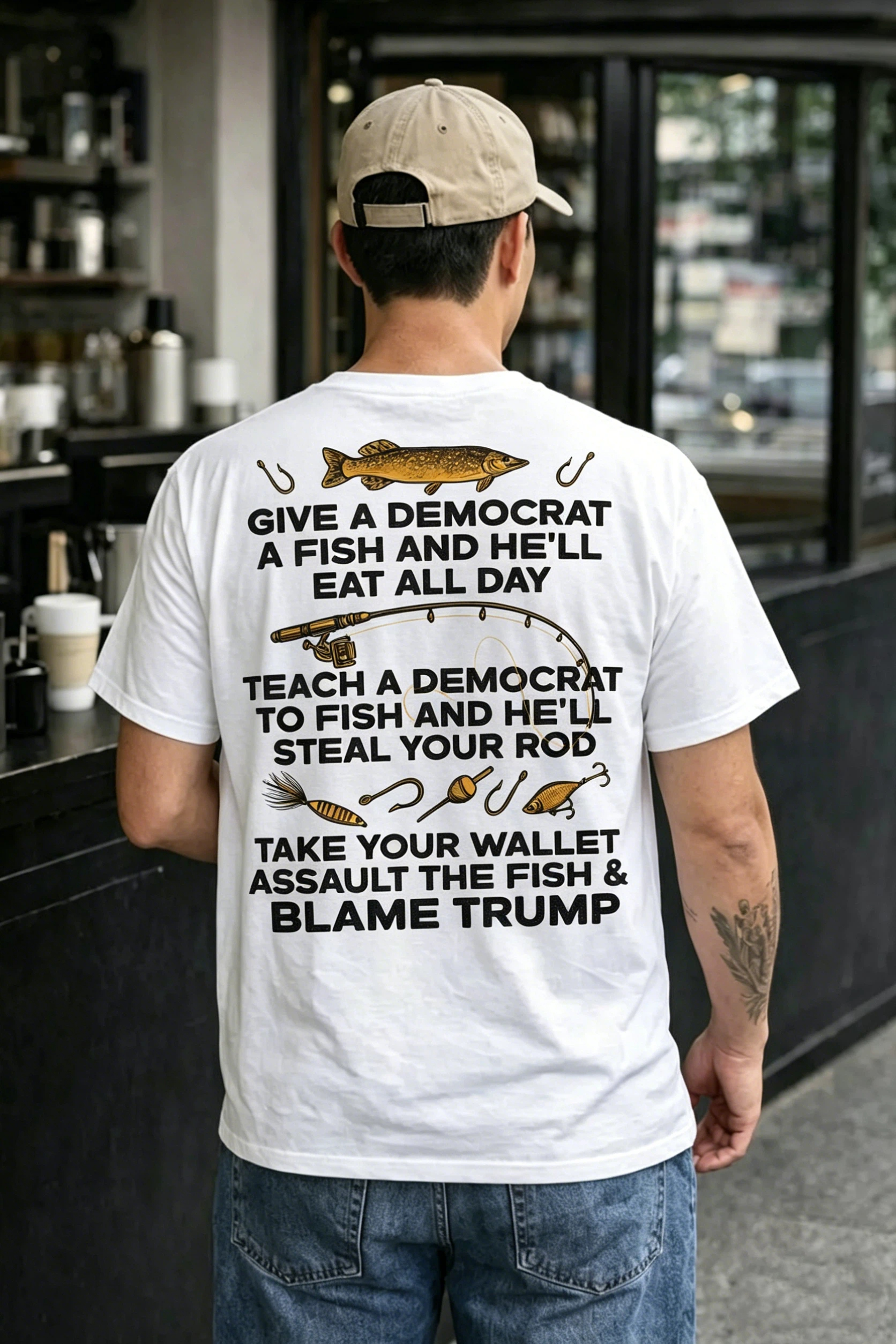 Give A Democrat A Fish And He'll Eat All Day Funny Political T-Shirt