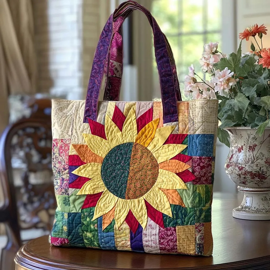 Smiling Sun Quilted Tote Bag 