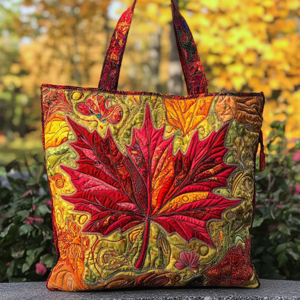 Maple Sunset Quilted Tote Bag