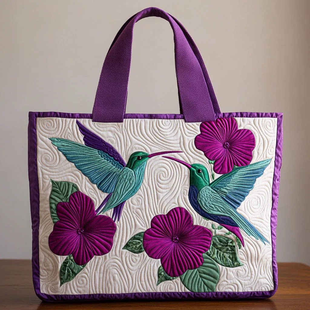 Blooming Wings Quilted Tote Bag