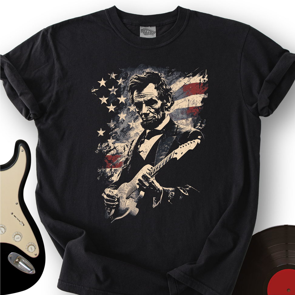 America's 250th Anniversary Lincoln Rock Guitar Graphic Tee