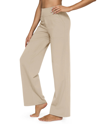 High-Waist Business Casual Pants Yoga Pants Women Wide Leg Pants with Pockets