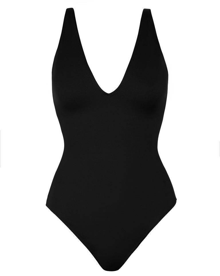 Plunging Slim & Sculpt Lace-Up Back One-Piece