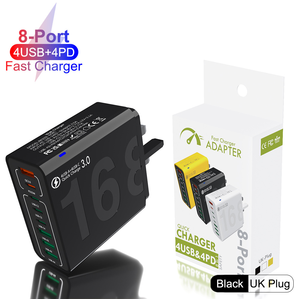 8-Port Smart USB-C & USB-A Fast Charging Hub for Phones & Tablets