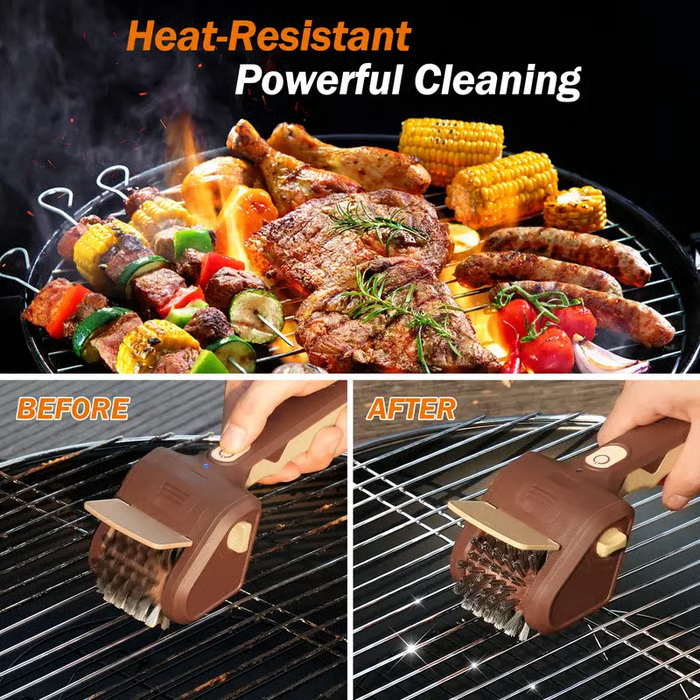 Stainless Steel Grill Brush with LED Light – Bristle-Free BBQ Cleaner 🔥