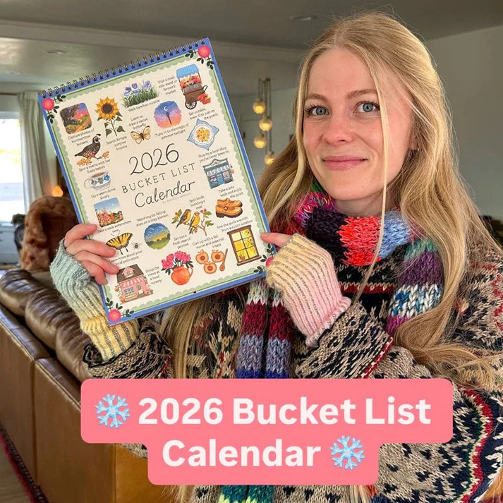 2026 Bucket List Calendar Spiral Bound Art Planner Notebook