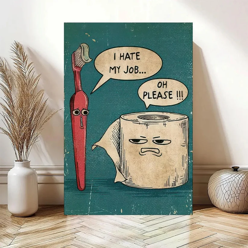 Humor Toilet Theme Bathroom Canvas Decor Print