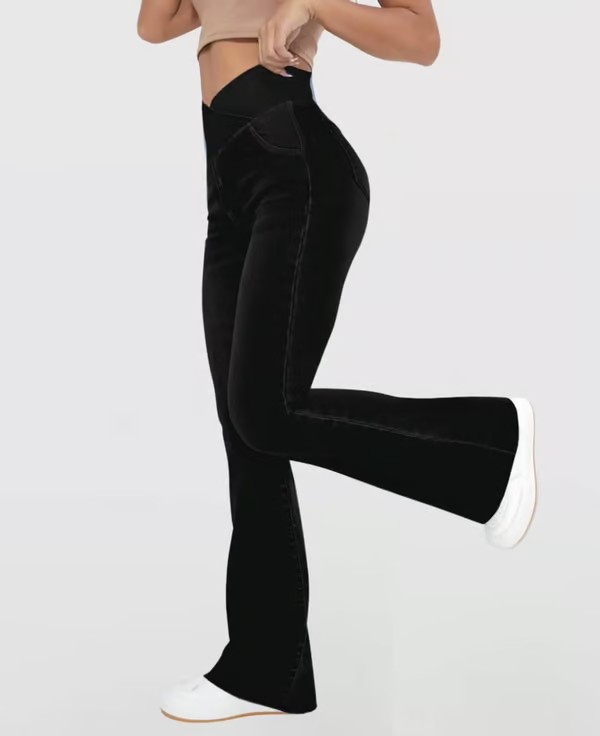 SALE 49% OFF🔥High Waisted Crossover Pocket Stretchy Knit Casual Flare Jeans