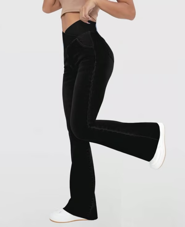 SALE 49% OFF🔥High Waisted Crossover Pocket Stretchy Knit Casual Flare Jeans
