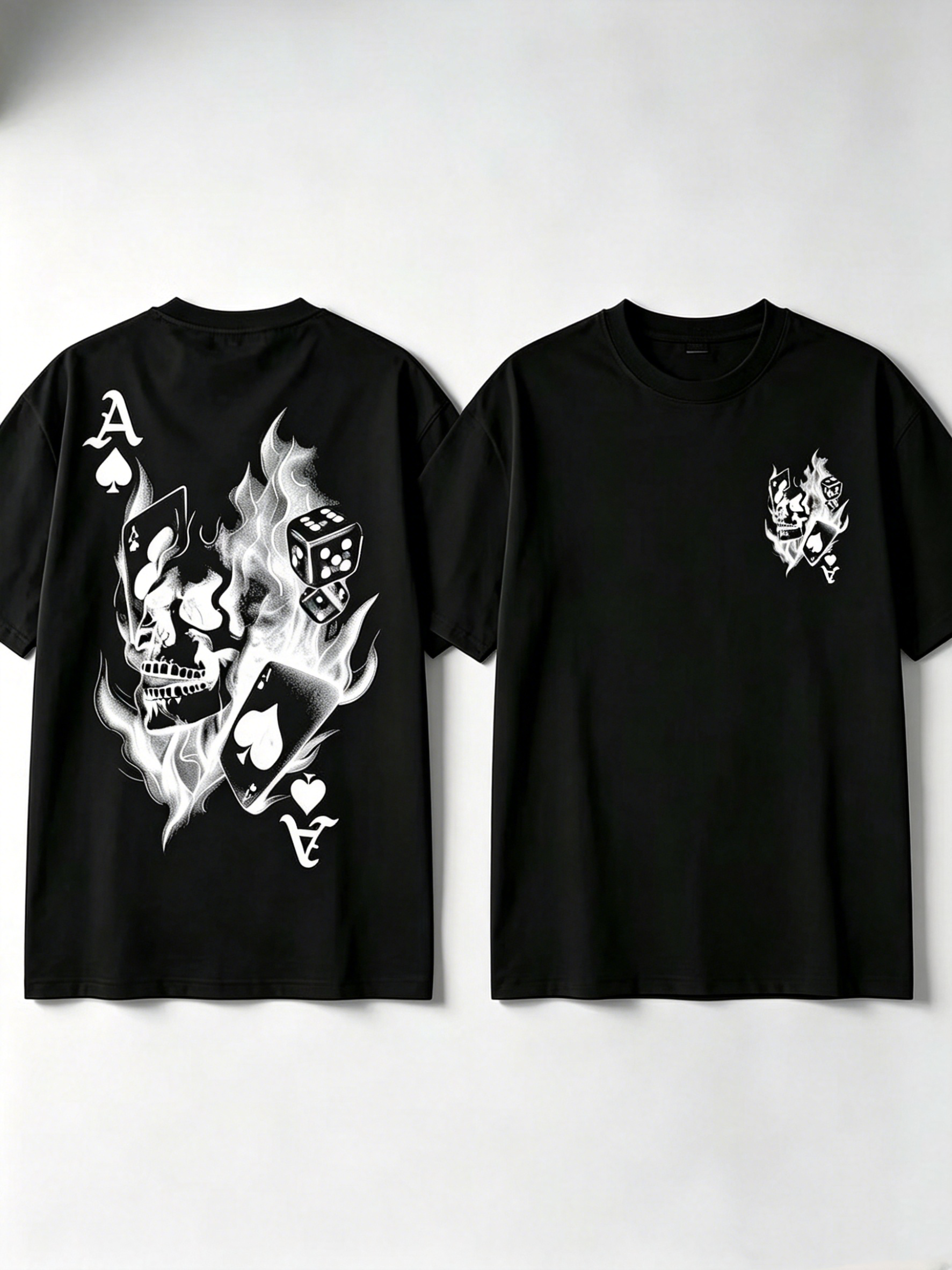 Skull Playing Card Graphic Print T-Shirt