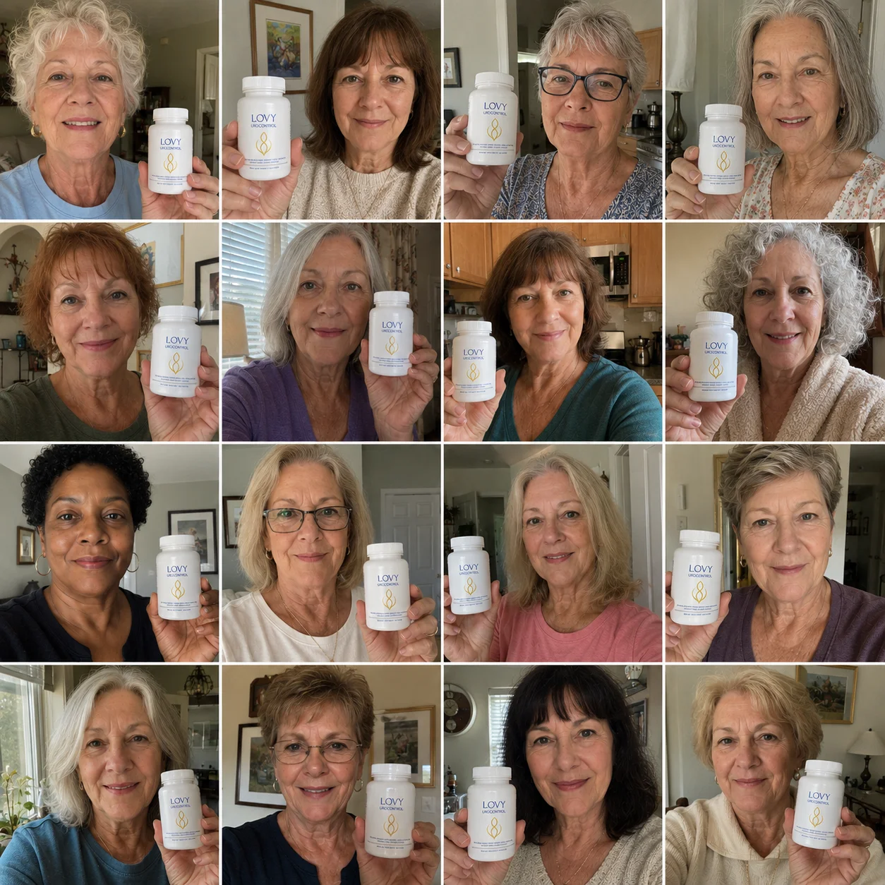 Grid of women holding their UroControl bottles