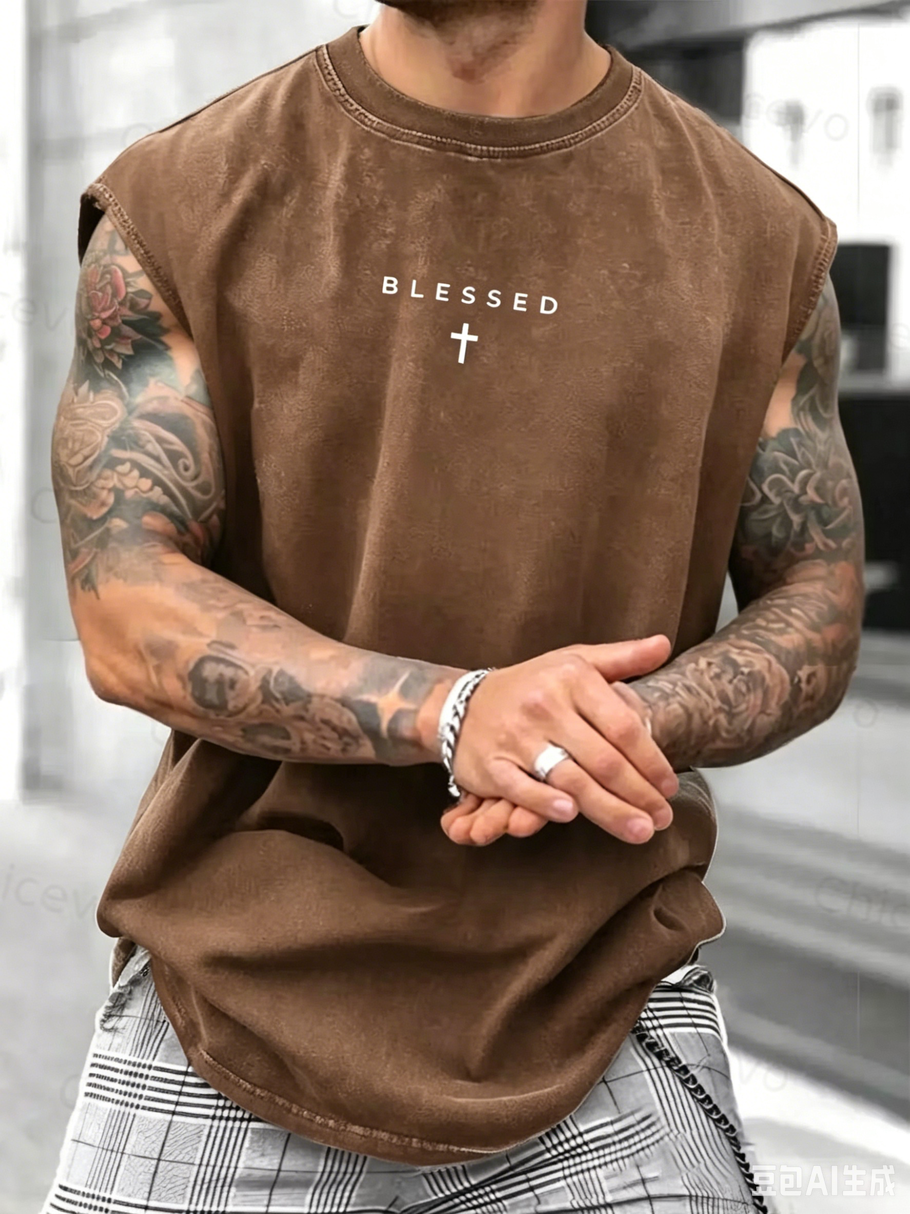 Men's Loose-Fit Sleeveless Short Graphic T-Shirt